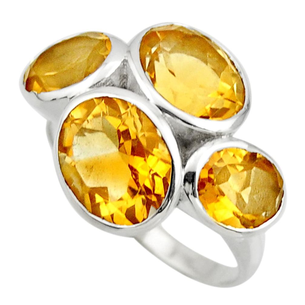 925 sterling silver 12.71cts natural yellow citrine ring jewelry size 8.5 r25767