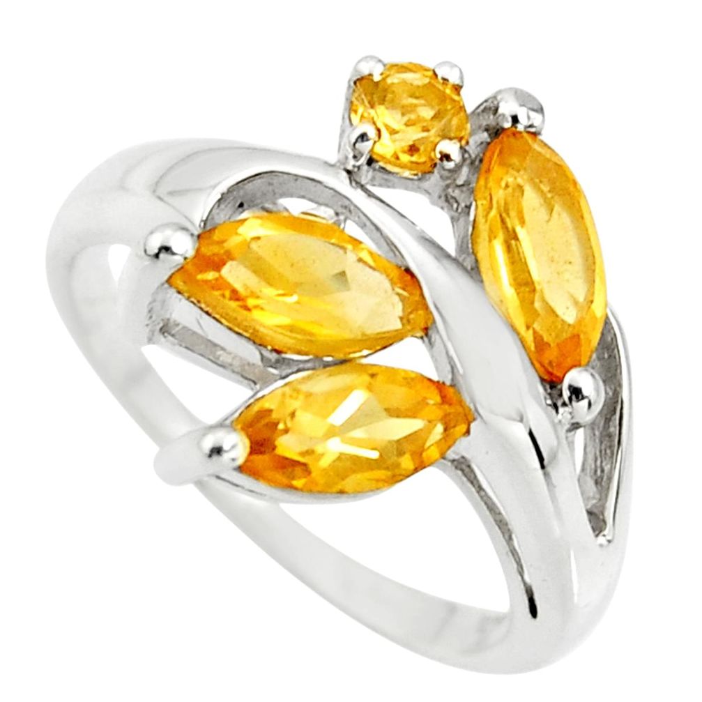925 sterling silver 6.39cts natural yellow citrine ring jewelry size 8.5 r25811