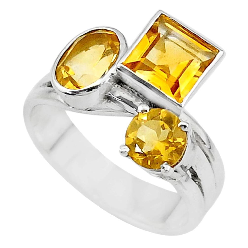 925 sterling silver 5.80cts natural yellow citrine ring jewelry size 9 t10396