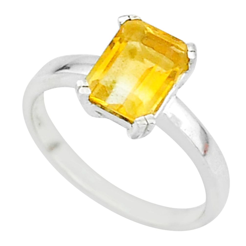 925 sterling silver 2.58cts natural yellow citrine solitaire ring size 7 t7660