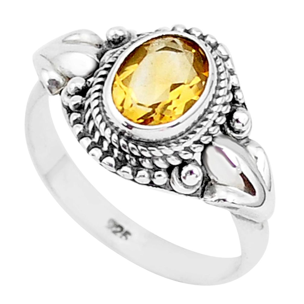 925 sterling silver 2.00cts natural yellow citrine solitaire ring size 8 r93878