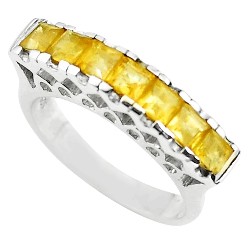 925 sterling silver 2.81cts natural yellow citrine square ring size 5.5 p73151