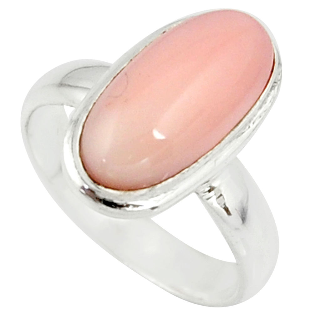 925 sterling silver 3.98cts pink coral solitaire ring jewelry size 6 r39349