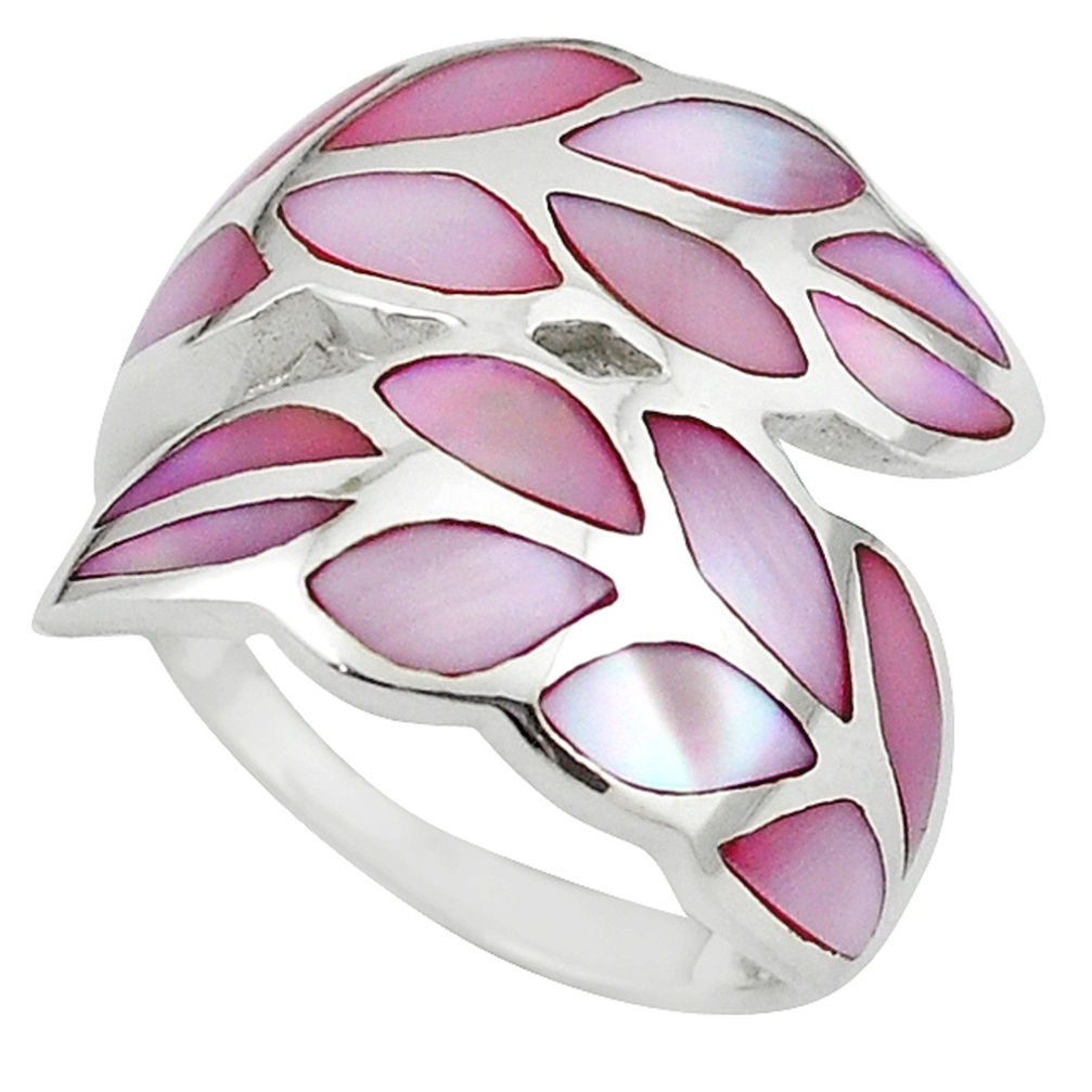 925 sterling silver pink pearl enamel ring jewelry size 7 a64426 c13049