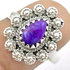 925 sterling silver 2.22cts purple copper turquoise ring jewelry size 8 u16438