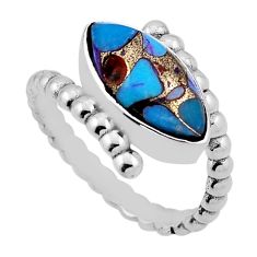 925 sterling silver 5.75cts solitaire blue copper turquoise ring size 8.5 n32882