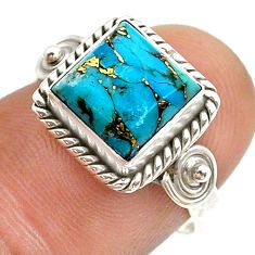 925 sterling silver 3.11cts solitaire blue copper turquoise ring size 7 u75291