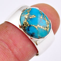 925 sterling silver 4.63cts solitaire blue copper turquoise ring size 7 y33600