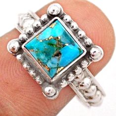 925 sterling silver 2.48cts solitaire blue copper turquoise ring size 8 t79830