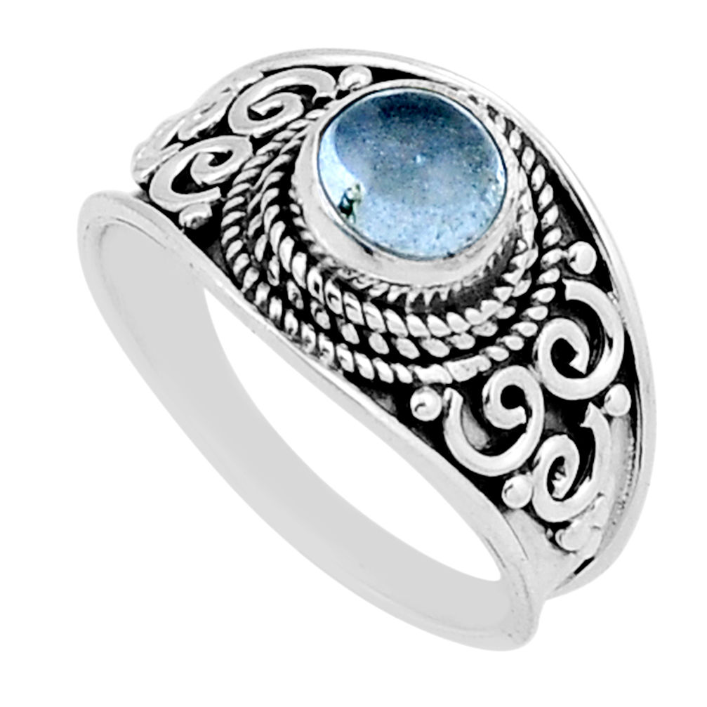 925 sterling silver 1.11cts solitaire blue topaz round shape ring size 7 n42898