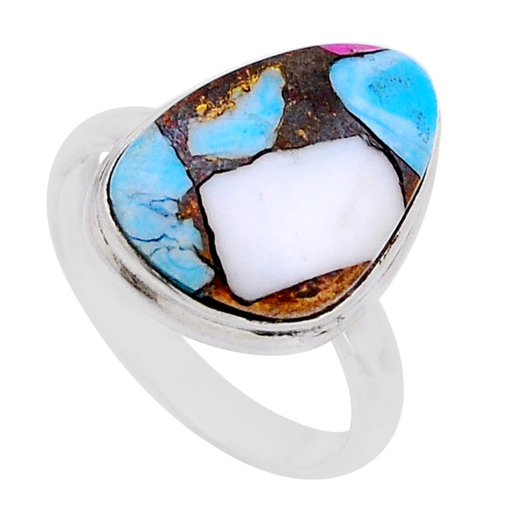 925 sterling silver 10.03cts solitaire cotton candy turquoise ring size 9 n54411