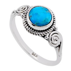 925 sterling silver 2.33cts solitaire fine green turquoise ring size 7.5 n47736