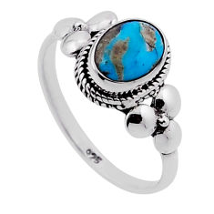 925 sterling silver 2.19cts solitaire fine green turquoise ring size 7.5 n47762