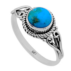 925 sterling silver 2.35cts solitaire fine green turquoise ring size 6 n47883
