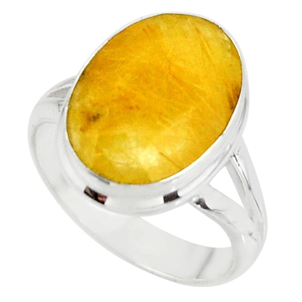 925 sterling silver 6.04cts solitaire golden rutile ring size 5.5 r51319