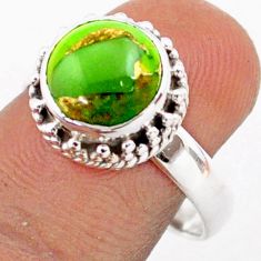 925 sterling silver 4.42cts solitaire green copper turquoise ring size 7 t80607