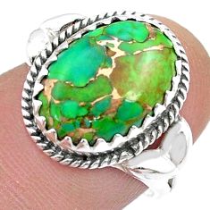 925 sterling silver 5.23cts solitaire green copper turquoise ring size 7 u51429