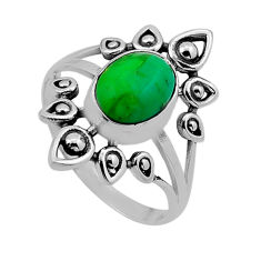 925 sterling silver 3.09cts solitaire green copper turquoise ring size 8 n50848