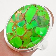 925 sterling silver 16.54cts solitaire green copper turquoise ring size 8 u85213