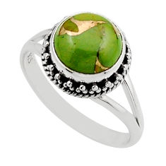 925 sterling silver 4.57cts solitaire green copper turquoise ring size 8 y88171