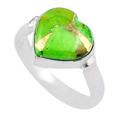 925 sterling silver 5.23cts solitaire green copper turquoise ring size 9 u9304