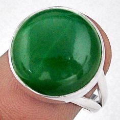 925 sterling silver 12.58cts solitaire green jade ring jewelry size 7.5 t92876