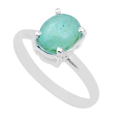 925 sterling silver 2.08cts solitaire green smithsonite oval ring size 6 y1771