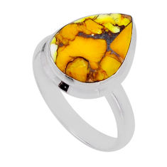 925 sterling silver 10.04cts solitaire honey dahlia pear ring size 10.5 n54349
