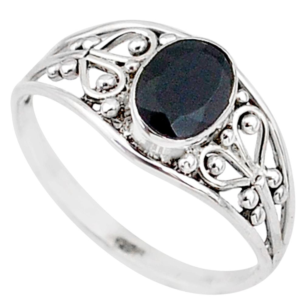 925 silver 1.42cts natural black onyx oval graduation handmade ring size 6 t9536