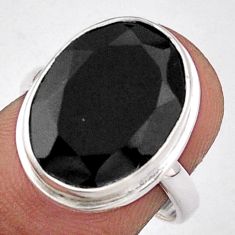 925 sterling silver 9.99cts solitaire natural black onyx oval ring size 7 t92811