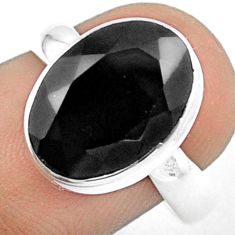 925 silver 5.91cts natural black spinel oval ring size 8 u18235