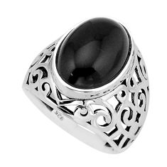 925 sterling silver 6.27cts solitaire natural black onyx oval ring size 8 y66889