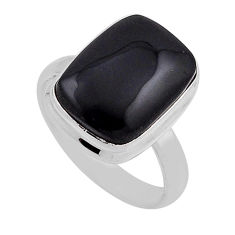 925 sterling silver 9.04cts solitaire natural black onyx ring size 8.5 n18700