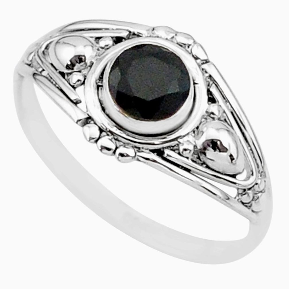 925 sterling silver 0.81cts solitaire natural black onyx ring size 8 r87300