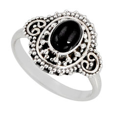 925 sterling silver 1.41cts solitaire natural black onyx ring size 7.5 y80154