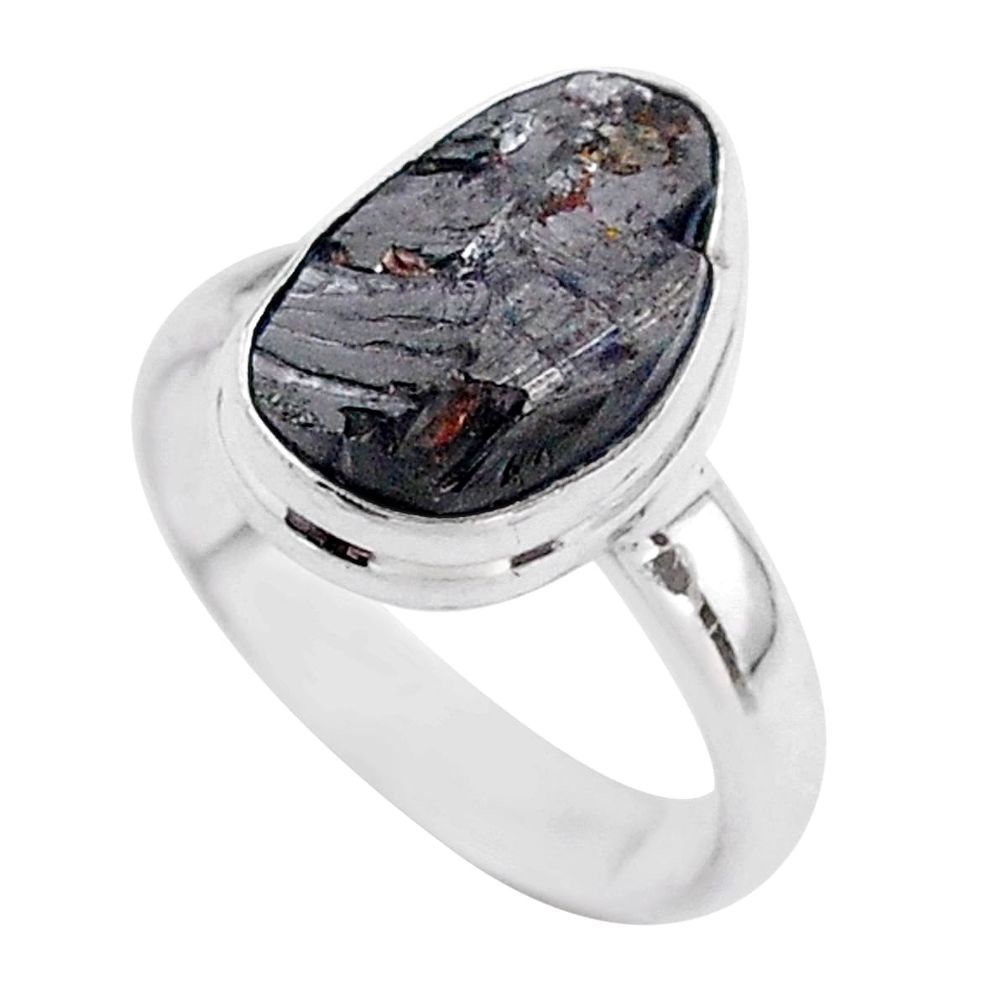 925 sterling silver 5.82cts solitaire natural black shungite ring size 7 t45854