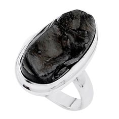925 sterling silver 7.92cts solitaire natural black shungite ring size 7 u53528