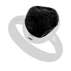 925 sterling silver 5.34cts solitaire natural black shungite ring size 7 y55236