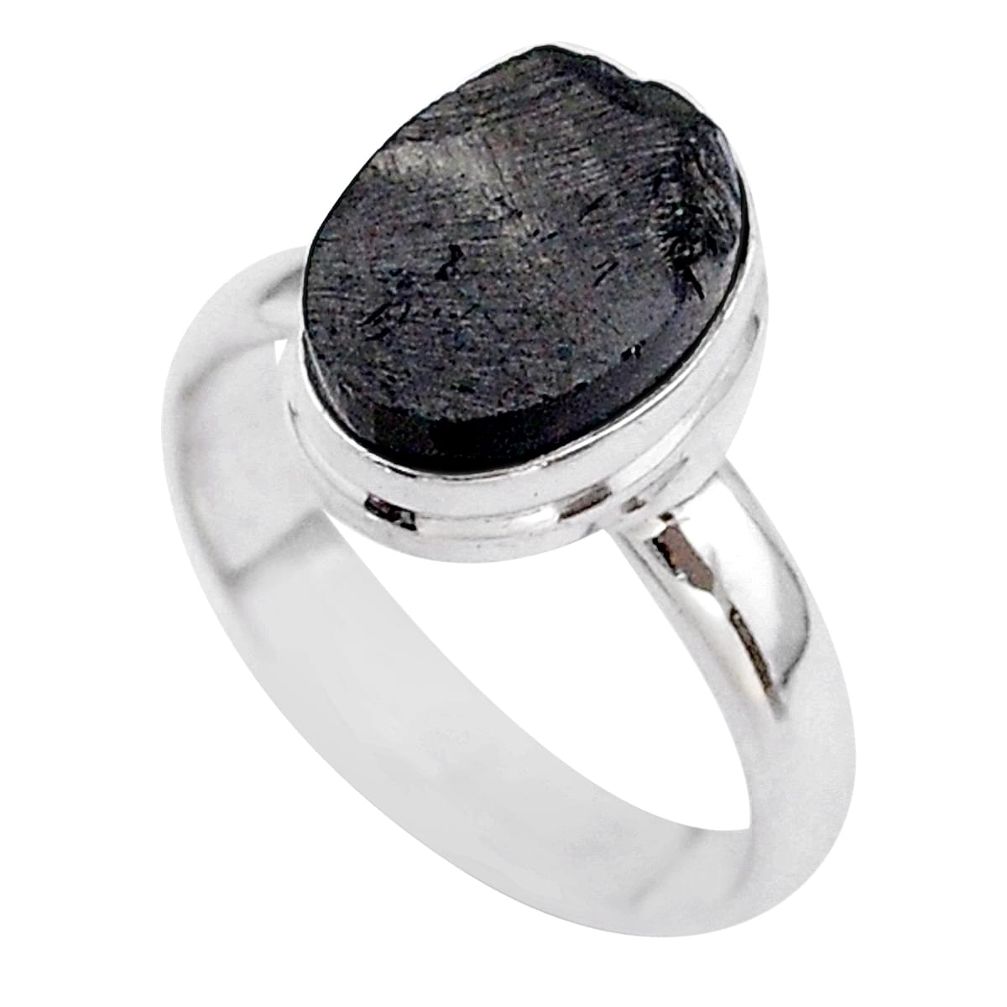 925 sterling silver 5.34cts solitaire natural black shungite ring size 8 t45869