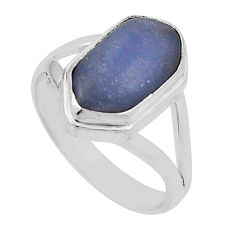925 sterling silver 4.68cts solitaire natural blue angelite ring size 7.5 n33922