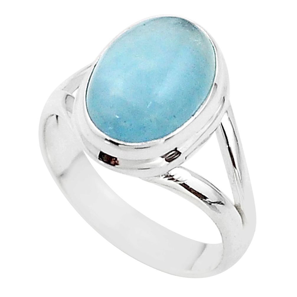 925 sterling silver 4.93cts solitaire natural blue aquamarine ring size 7 t70708