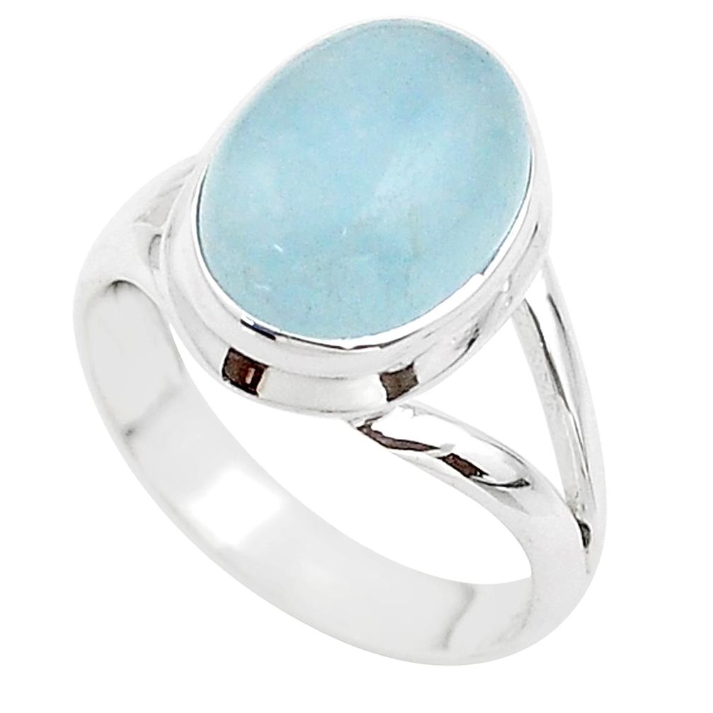 925 sterling silver 4.92cts solitaire natural blue aquamarine ring size 7 t70774