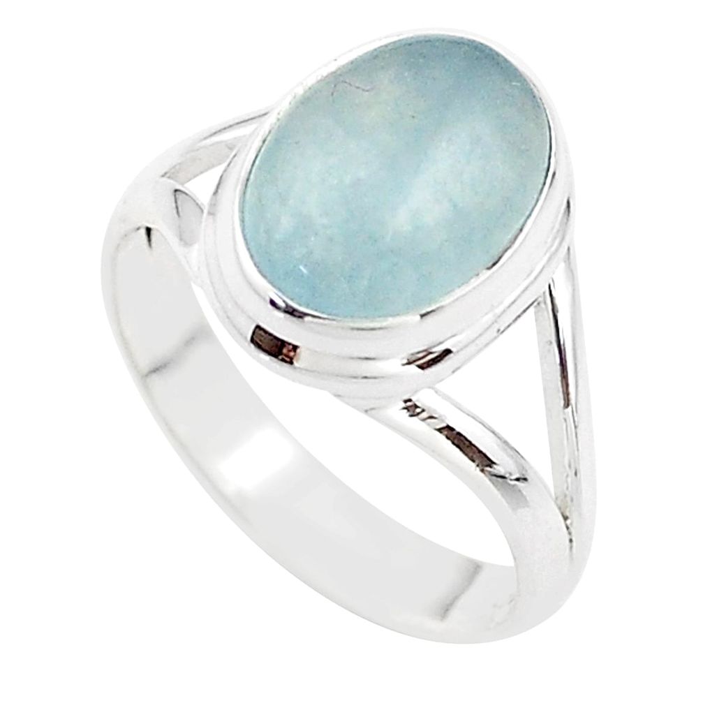 925 sterling silver 4.67cts solitaire natural blue aquamarine ring size 7 t70777