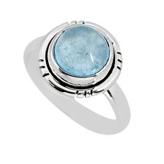 925 sterling silver 4.57cts solitaire natural blue aquamarine ring size 7 y76677