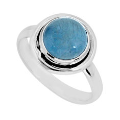 925 sterling silver 4.64cts solitaire natural blue aquamarine ring size 7 y76680