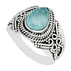 925 sterling silver 2.32cts solitaire natural blue aquamarine ring size 8 y74227