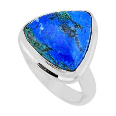 925 sterling silver 7.21cts solitaire natural blue azurite ring size 6 y66453