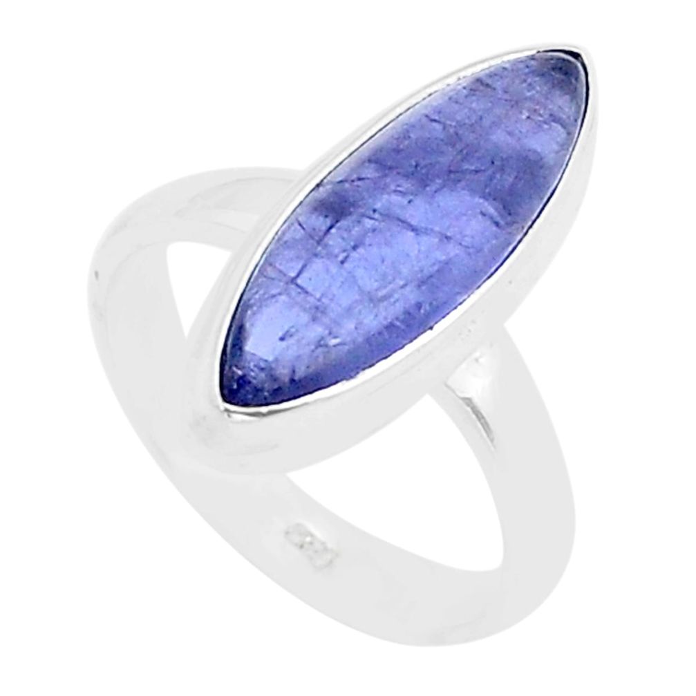 925 sterling silver 7.53cts solitaire natural blue iolite ring size 7 u60599
