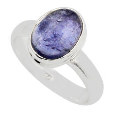 925 sterling silver 4.43cts solitaire natural blue iolite ring size 7 y90422