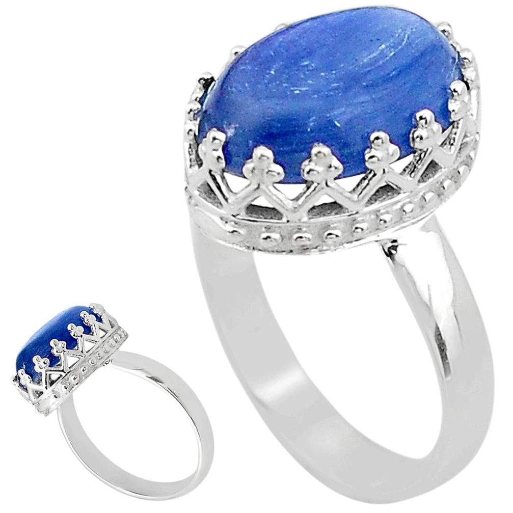 925 sterling silver 6.22cts solitaire natural blue kyanite ring size 7 t20419